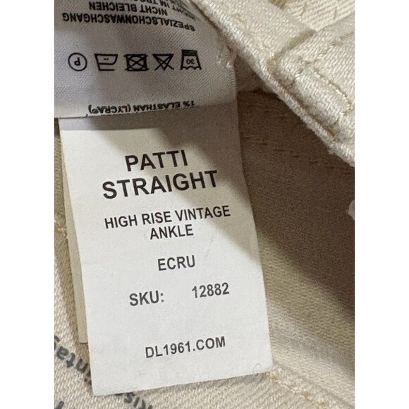 DL1961 Patti Straight High Rise Vintage Ankle Jeans Women’s Size 24 Ecru Raw Hem - Picture 5 of 12